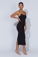 Lexia Scoop Low Neck Midi Dress - Black