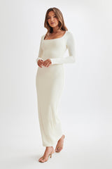 Vanessa Modal Long Sleeve Midi Dress - Bone