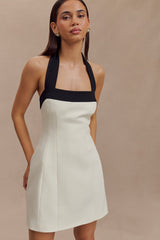 Cara Contrast Suiting Mini Dress - Black/White