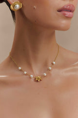 Eva Floral Fresh Water Pearl Necklace - Gold