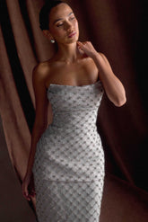 Zuri Hand Beaded Embellished Peplum Corset - Silver