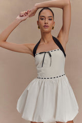 Queenie Halter Bubble Mini Dress - Black/White