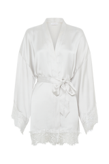 Annabeth Lace Trim Bridal Robe - White
