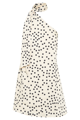 Joan Satin Asymmetrical Mini Dress - Polkadot