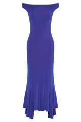 Analina Slinky Handkerchief Midi Dress - Cobalt Blue