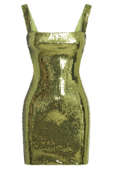 Adoria Sequin Cut Out Mini Dress - Green