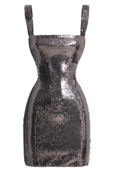 Adoria Sequin Cut Out Mini Dress - Charcoal