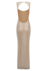 Jasmyn Hot Fix Maxi Dress With Mesh Back - Nude