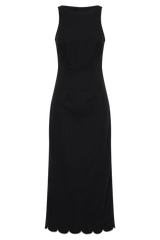 Sofiane Scalloped Linen Midi Dress - Black