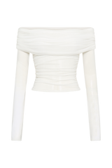 Lucinda Recycled Nylon Off Shoulder Top - White