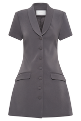 Paolina Collared Suiting Mini Dress - Charcoal