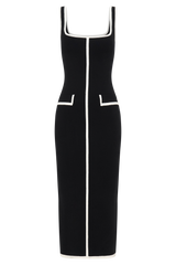 Eimear Contrast Knit Midi Dress - Black/White