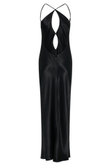 Lucia Satin Cut Out Maxi Dress - Black
