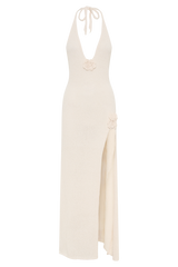 Cherie Knit Halter Maxi Dress - Nude