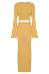Anna Flare Sleeve Knit Dress - Yellow