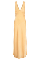 Nadia Maxi Satin Dress With Back Cowl - Lemon
