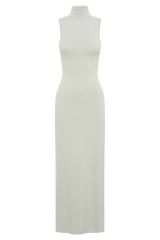 Louisa High Neck Knit Maxi Dress - Ice Grey
