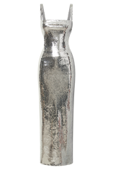 Adoria Sequin Cut Out Maxi Dress - Silver