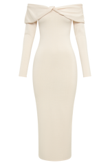 Odyssey Off Shoulder Knit Maxi Dress - Ivory