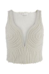 Kathia Pearl Hand Beaded Top - White