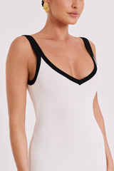 Debbi Contrast Knit Midi Dress - White