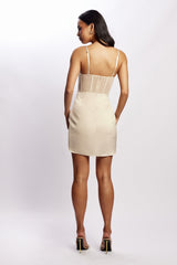 Britney Draped Corset Mini Dress - Champagne