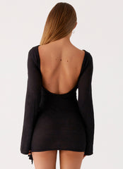 Niella Long Sleeve Wrap Mini Dress - Black