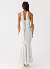 Under The Pagoda Maxi Dress - White Polkadot