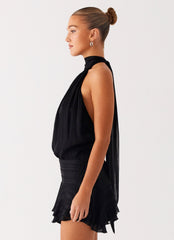 Willow Chiffon Mini Dress - Black