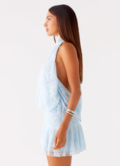 Willow Lace Mini Dress - Blue