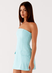 Allora Strapless Mini Dress - Turquoise