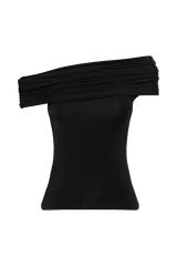 Cassandra Off Shoulder Slinky Top - Black