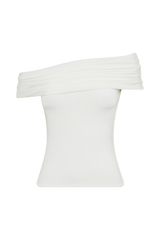 Cassandra Off Shoulder Slinky Top - White