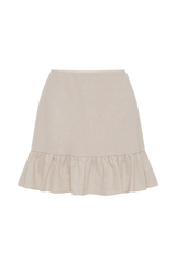 Delfina Linen Mini Skirt With Ruffle - Natural