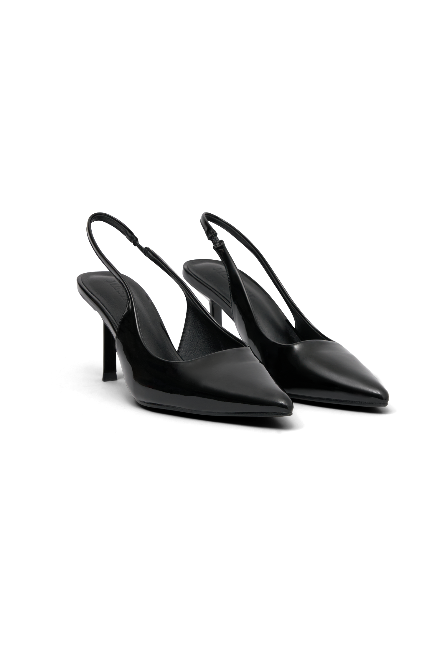 Dasha Patent Sling Back Heels - Black