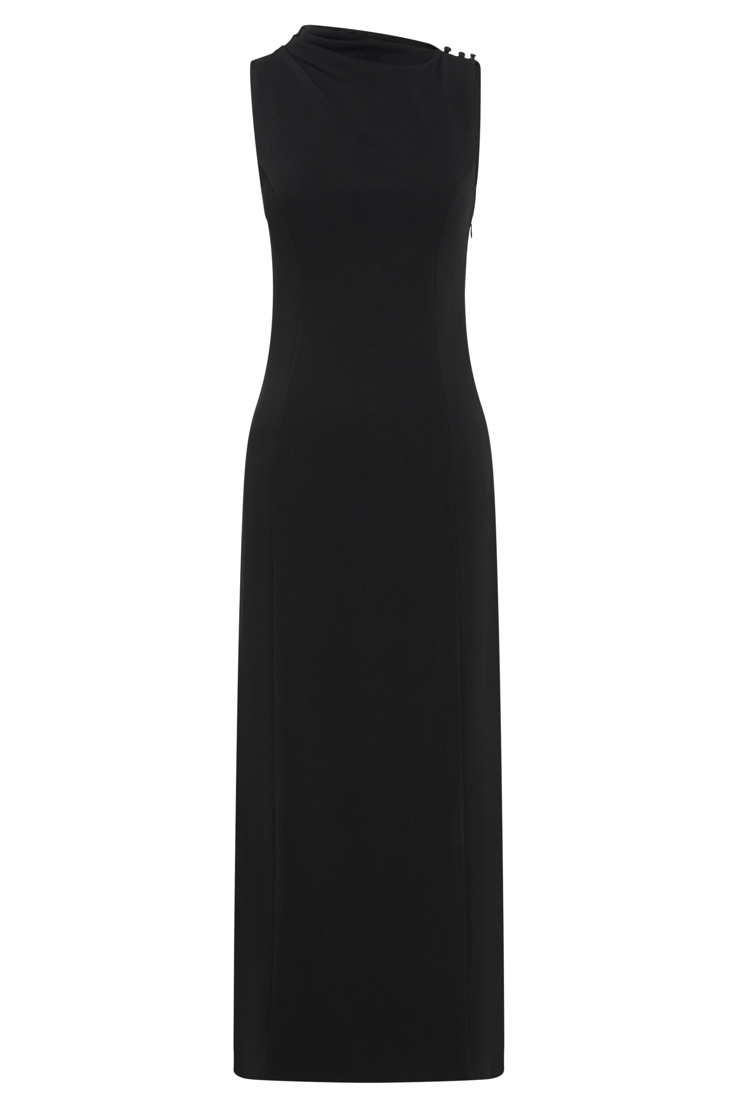 Taylor Draped Stretch Crepe Midi Dress - Black