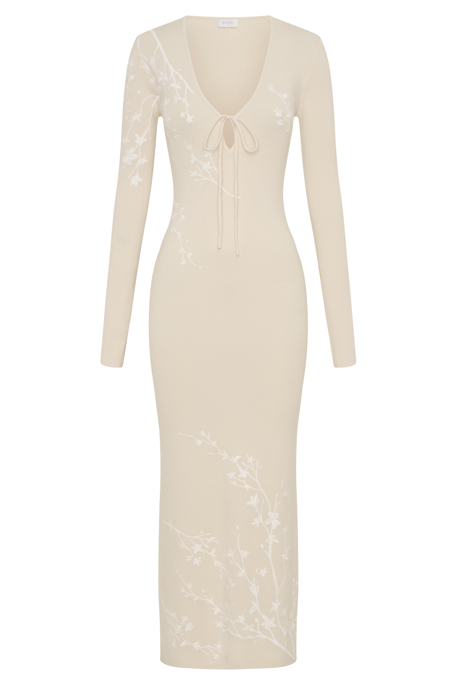 Mckenna Embroidered Knit Midi Dress - Cream And Ivory