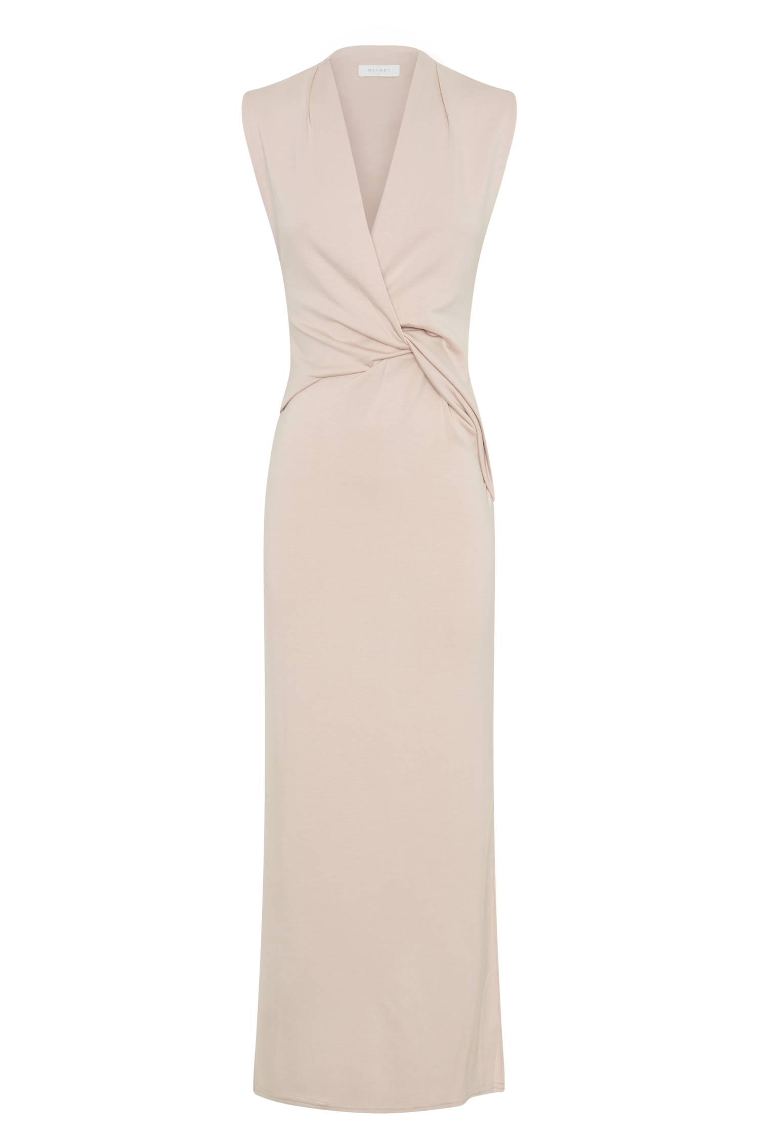 Lorelei Crepe Twist Midi Dress - Taupe