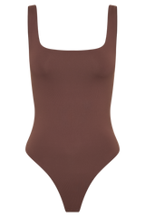 Charlie Recycled Nylon Scoop Neck Bodysuit - Mocha