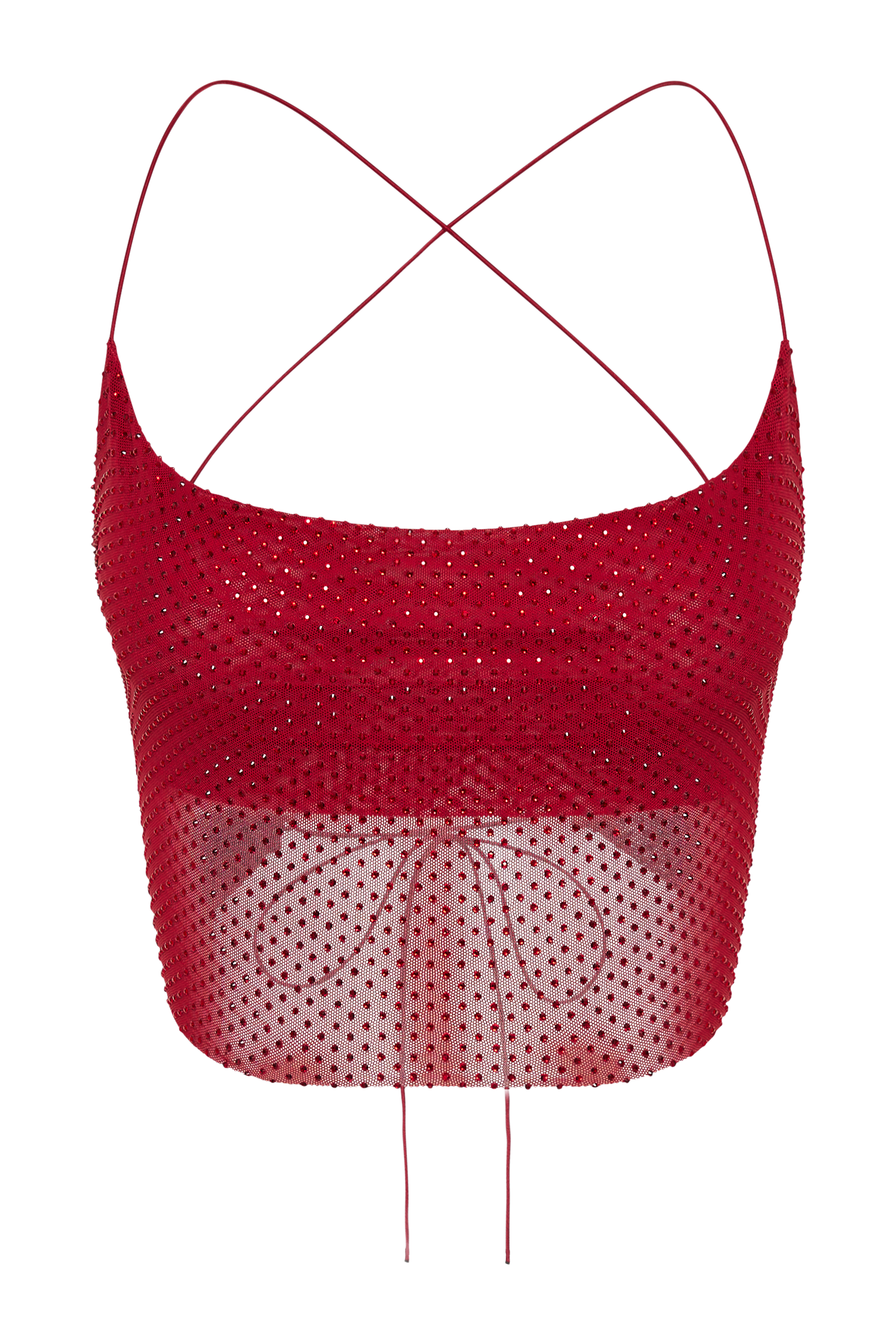 Tamra Strappy Diamante Top - Vermilion Red