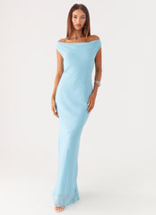 Brittany Chiffon Maxi Dress - Turquoise