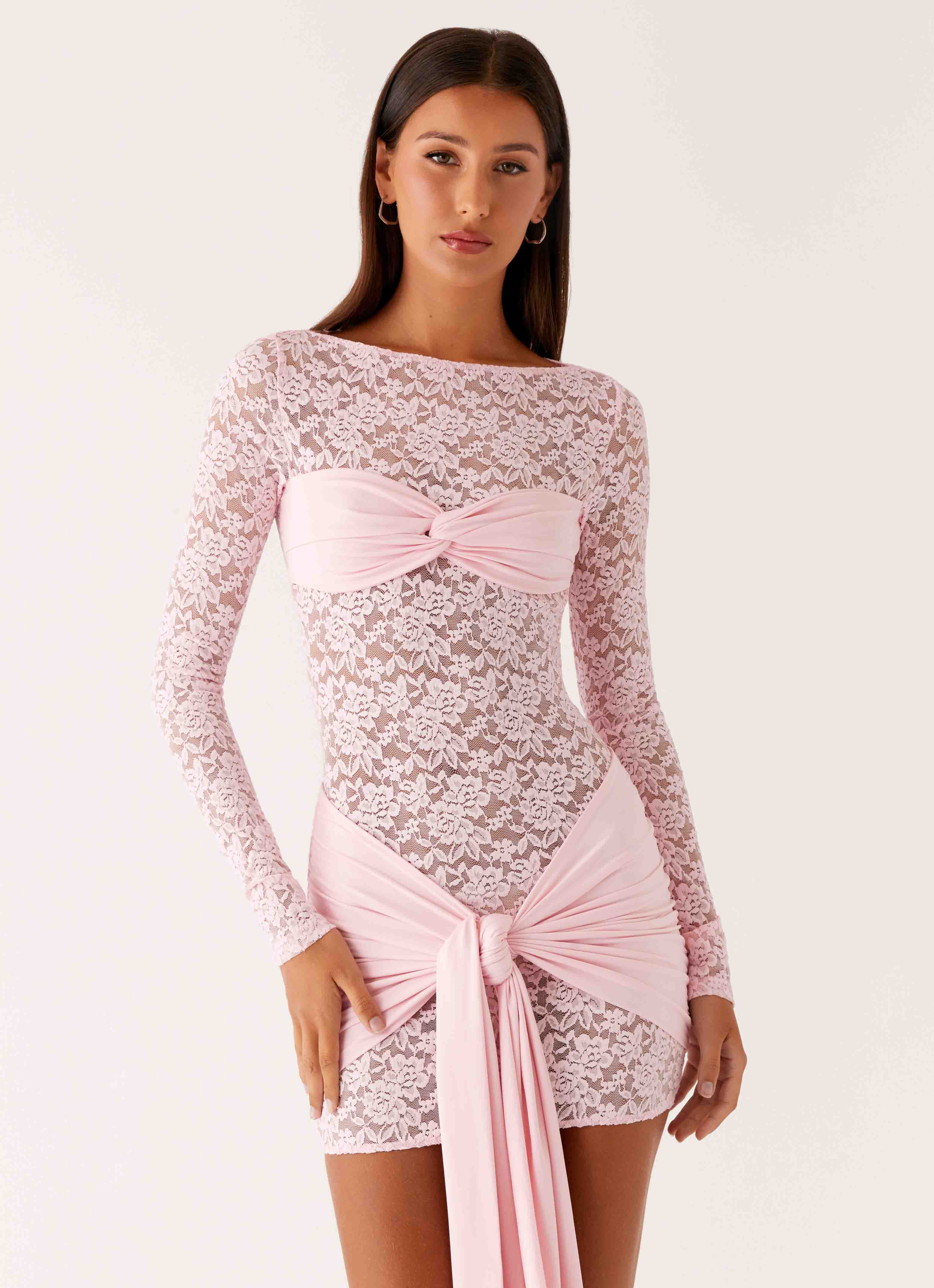 Consie Long Sleeve Mini Dress - Pink