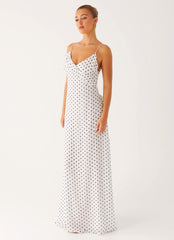 Harri Maxi Dress - White Polka Dot