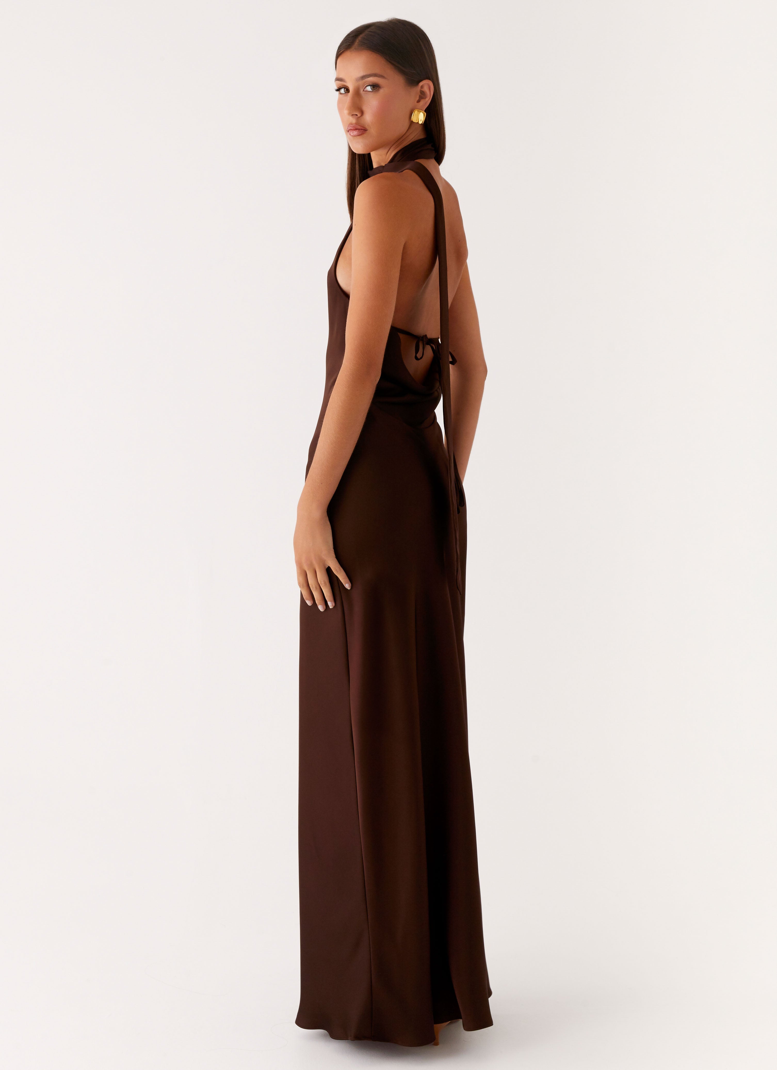 Keena Scarf Maxi Dress - Chocolate