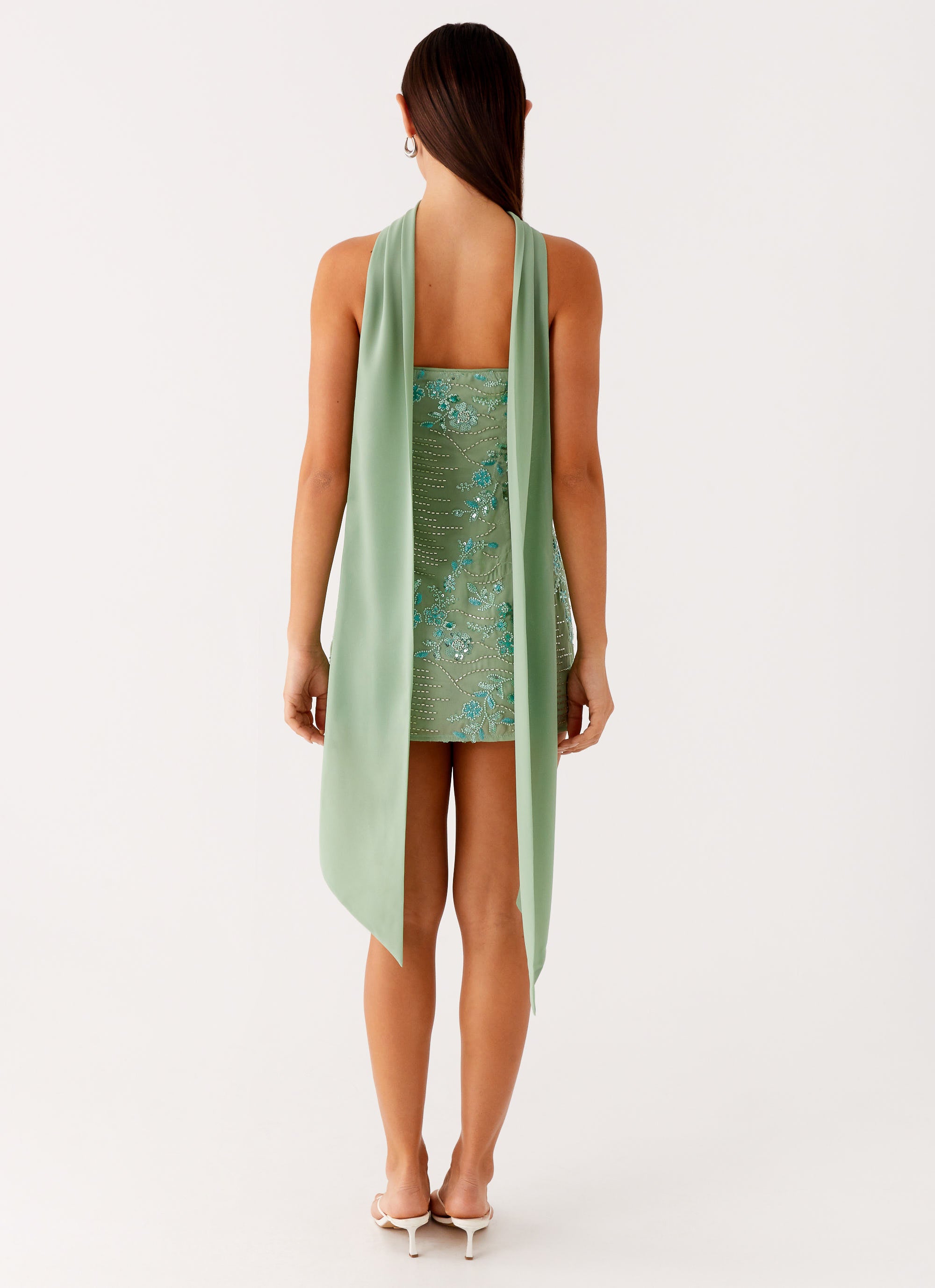 Kiesha Strapless Scarf Mini Dress - Mint
