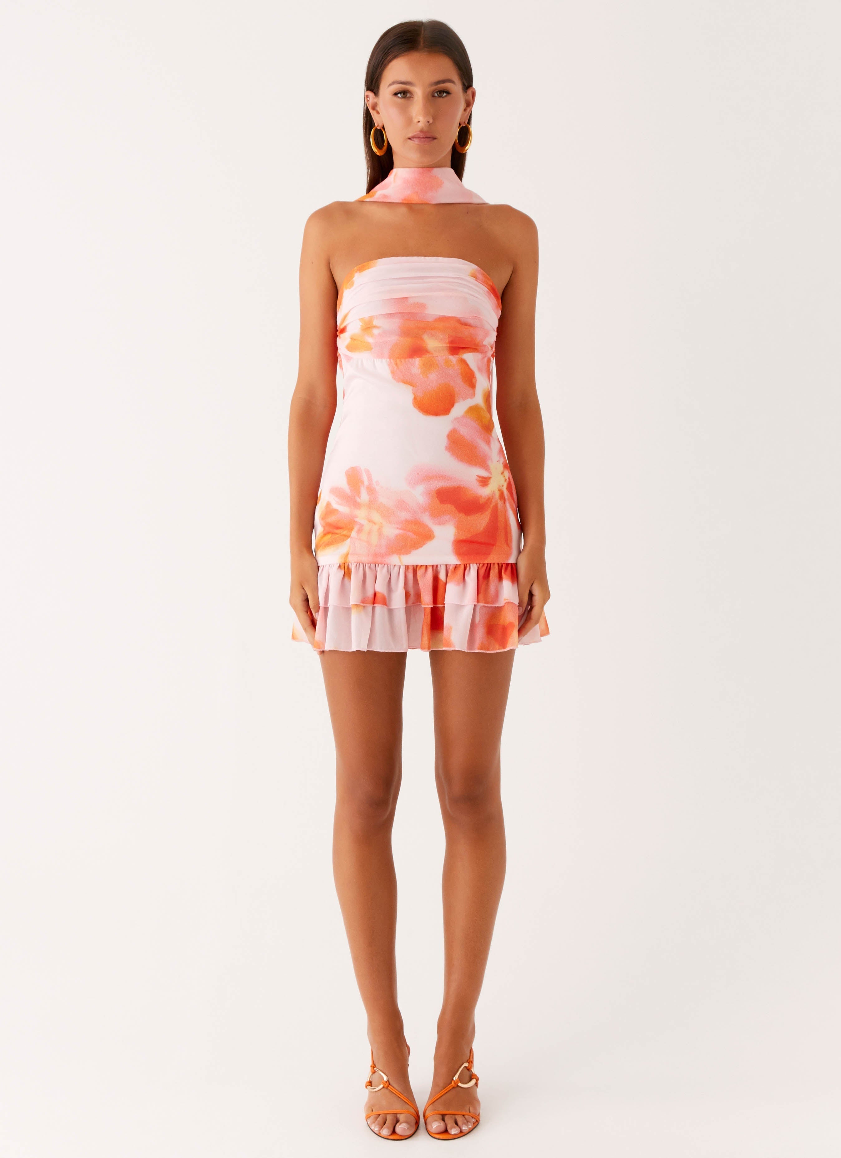 Manon Scarf Mini Dress - Blushing Blossom