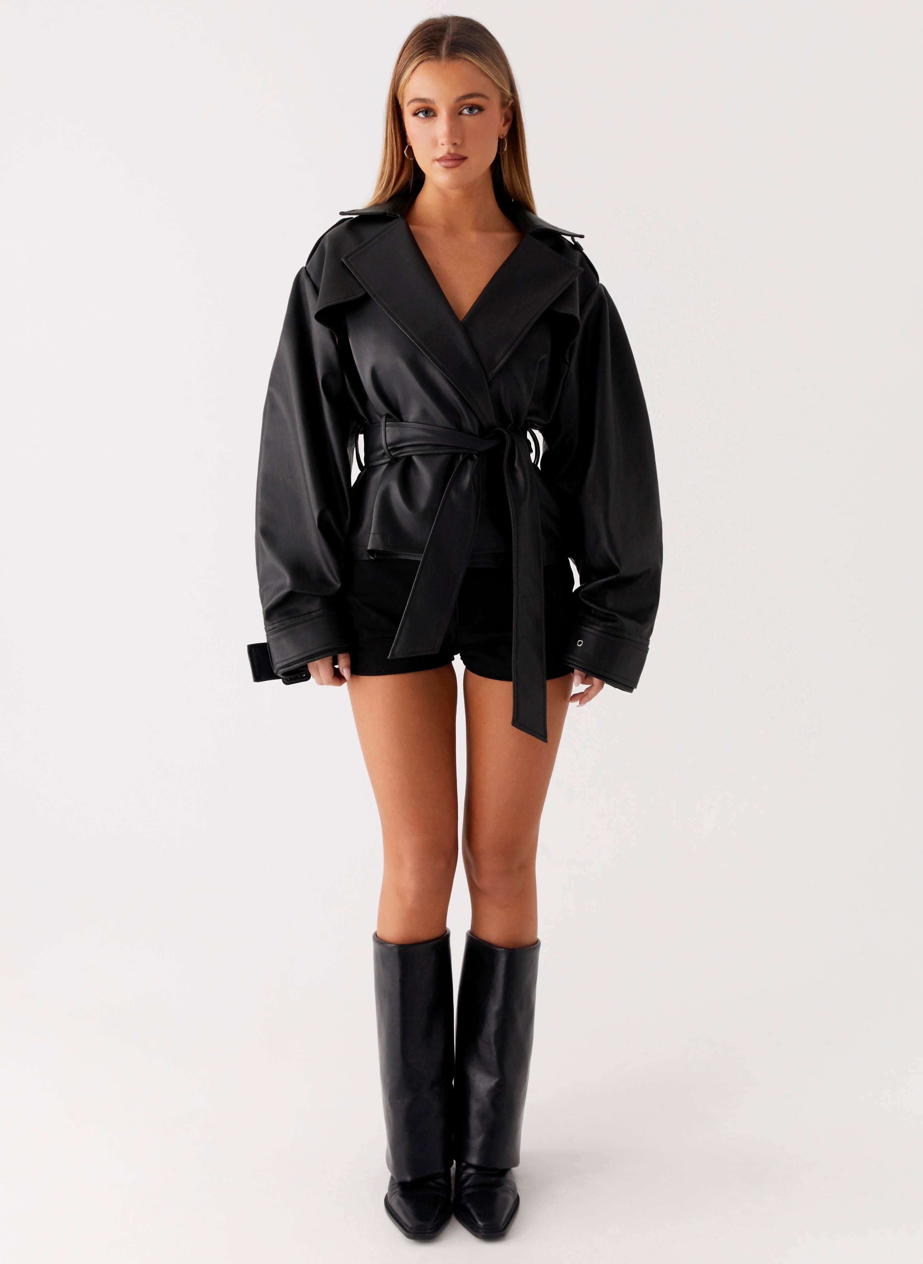 Midtown Leather Trench - Black