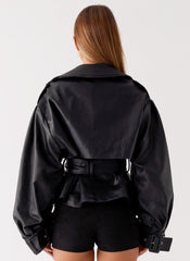 Midtown Leather Trench - Black