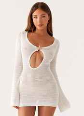 Ocean Drift Long Sleeve Mini Dress - Ivory