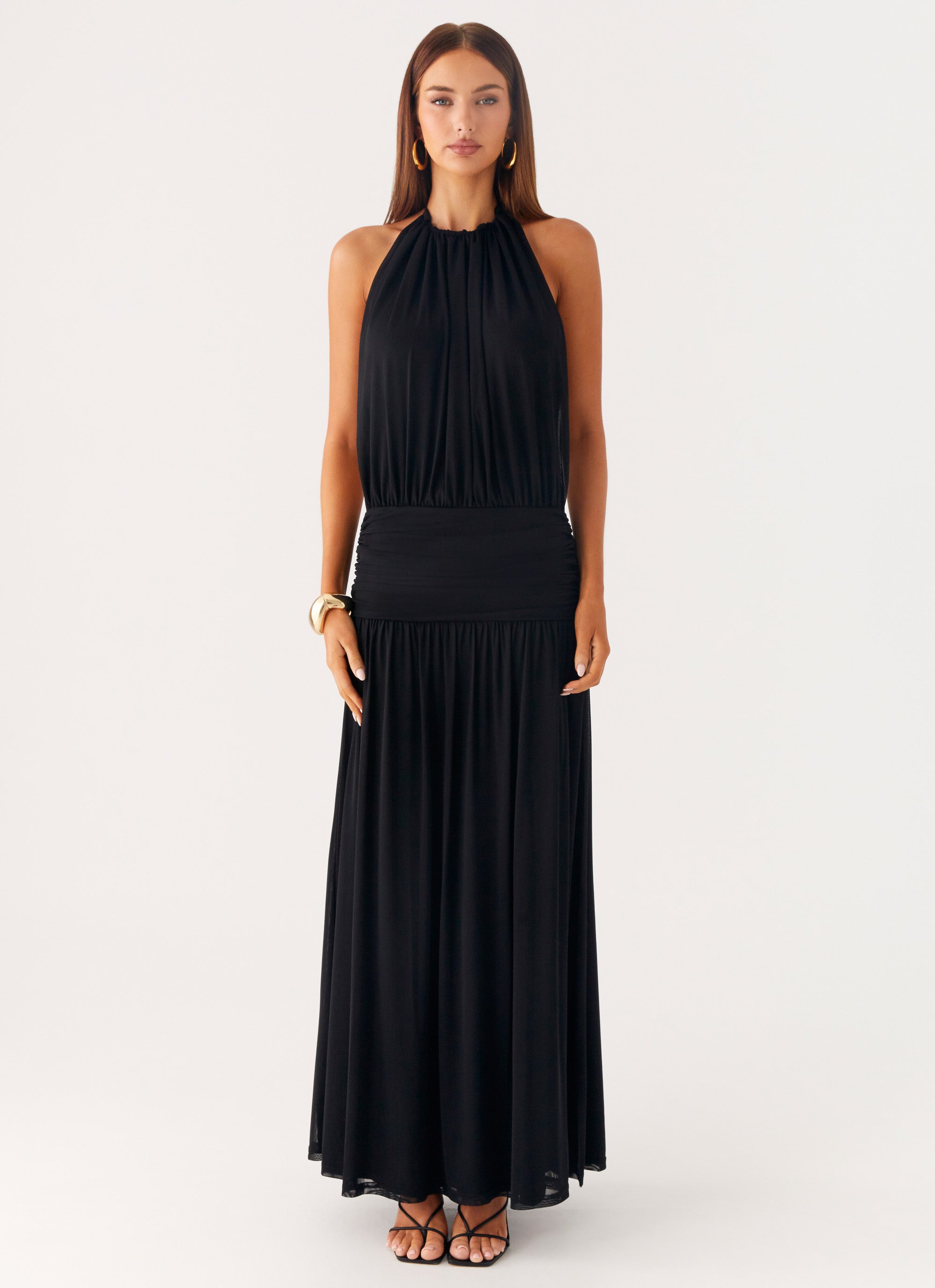 Solena Halter Neck Maxi Dress - Black